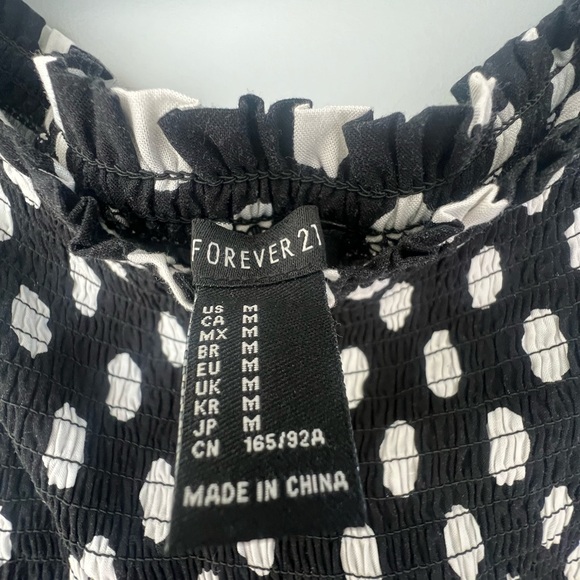 Forever 21 Women's Black and White polka dot bandeau-top - Picture 2 of 2